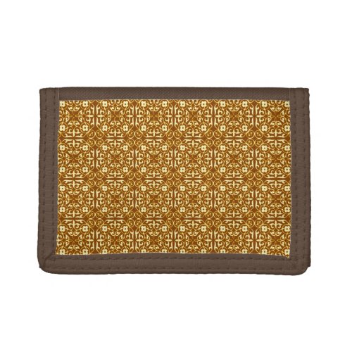 Medieval Damask pattern copper and cream Tri_fold Wallet