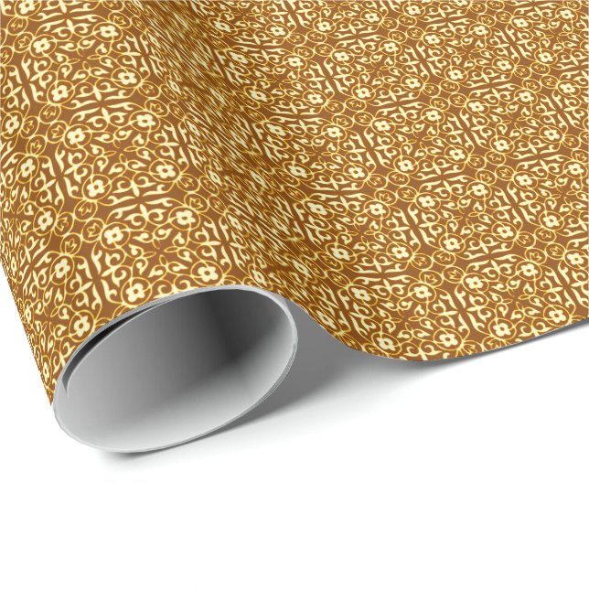Medieval Damask pattern, copper and cream Wrapping Paper (Roll Corner)