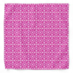 Medieval Damask pattern, magenta and white Bandana