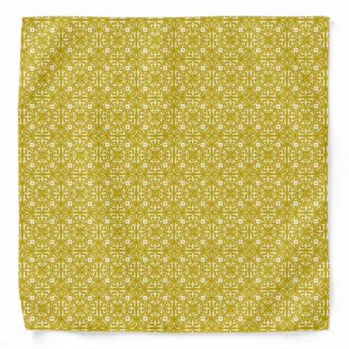 Medieval Damask pattern mustard gold Bandana