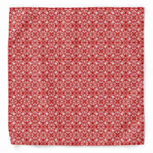 Medieval Damask pattern, red and white Bandana