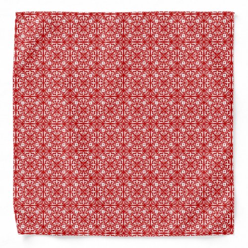 Medieval Damask pattern red and white Bandana