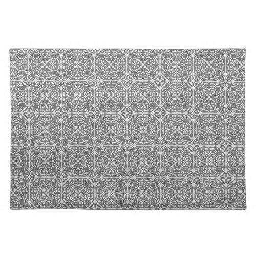 Medieval Damask pattern silver grey Cloth Placemat