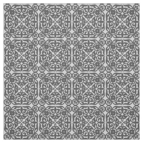 Medieval Damask pattern silver grey Fabric