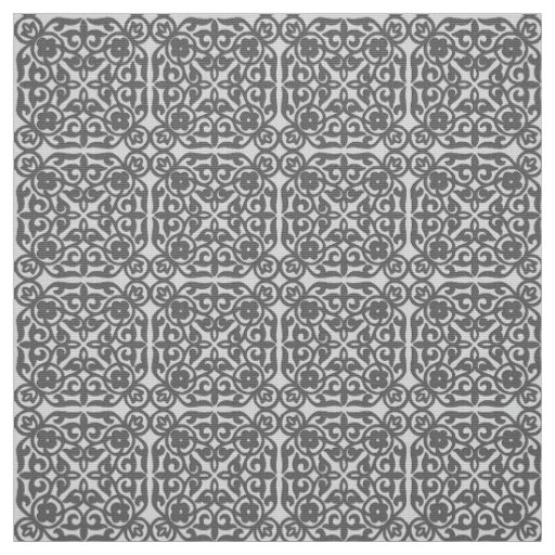 Medieval Damask pattern, silver grey Fabric