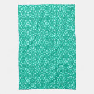 Medieval Damask pattern, turquoise and aqua Towel