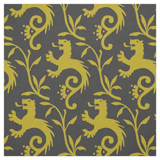 Medieval Dande-Lions on Black Fabric