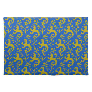 Medieval Dande-Lions on Blue Cloth Placemat