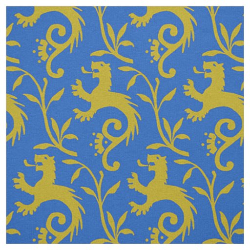 Medieval Dande-Lions on Blue Fabric