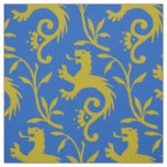 Medieval Dande-Lions on Blue Fabric