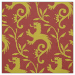 Medieval Dande-Lions on Red Fabric