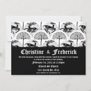 Medieval Deer and Trees, 5"x7" invitation. Invitation