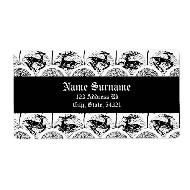 Medieval Deer and Trees, labels (Front)