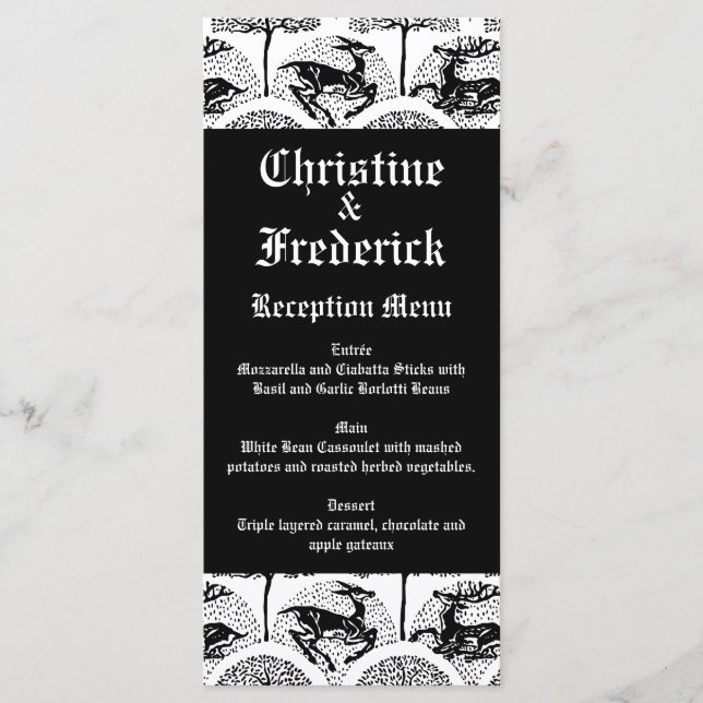 Medieval Deer and Trees, wedding menu and program (Front)