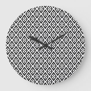 Medieval diamonds - black and white large clock