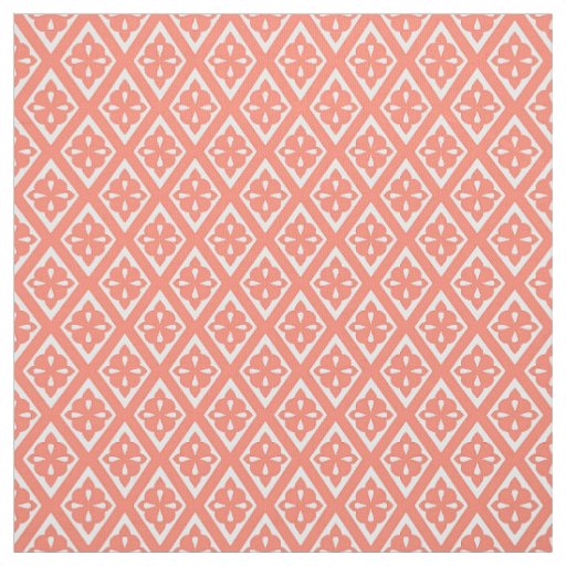 Medieval diamonds - coral pink and white fabric
