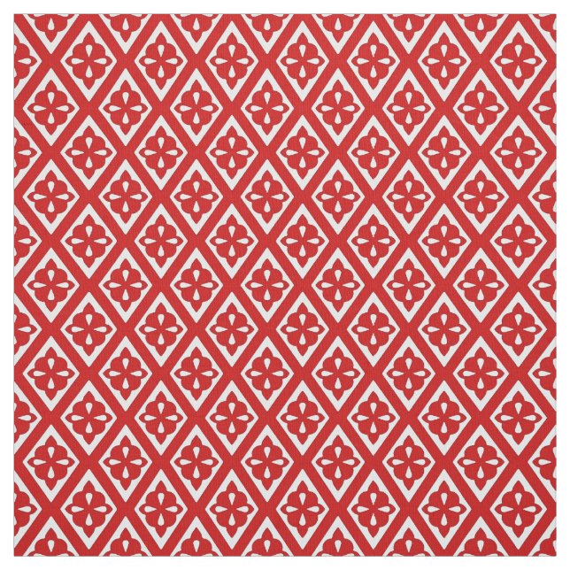 Medieval diamonds - deep red and white fabric (Swatch)