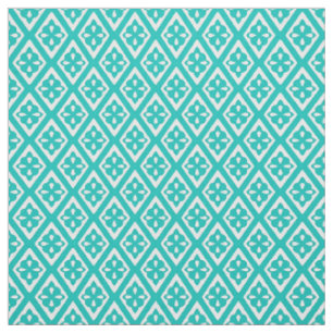 Medieval diamonds - turquoise and white fabric