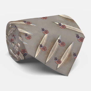 Medieval Dot Cats Ivory Taupe Neck Tie
