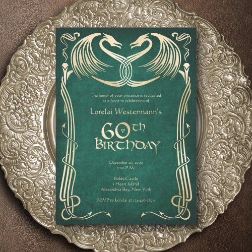 Medieval Dragon 60th Birthday Invitation