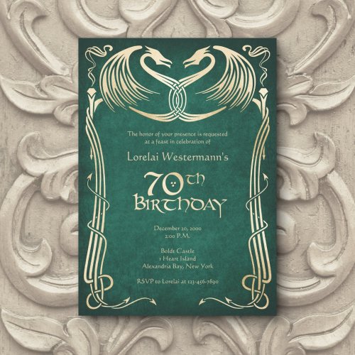 Medieval Dragon 70th Birthday Invitation