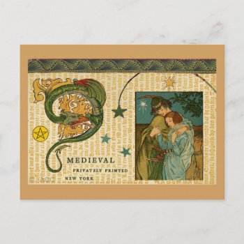 Medieval Dragon And Couple Postcard by Aviateros at Zazzle