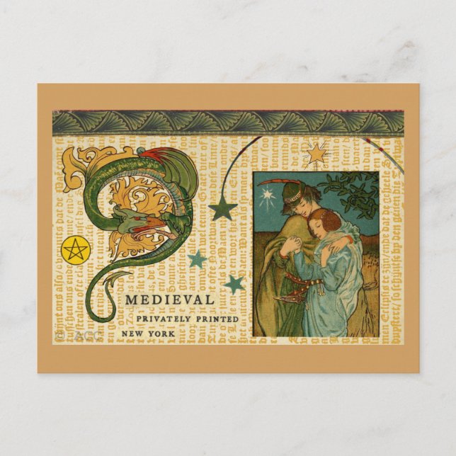 Medieval Dragon and Couple Postcard (Front)