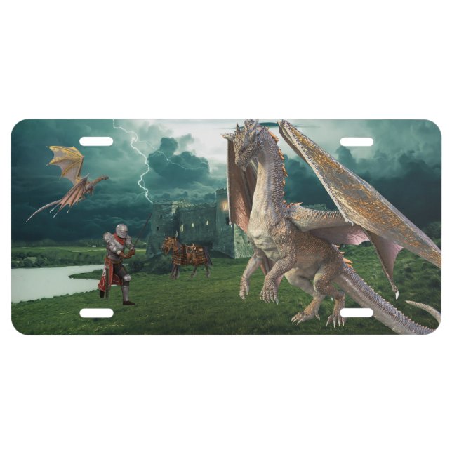 Medieval Dragon and Knight License Plate (Front)