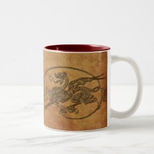 Medieval Dragon Antique Art Designer Gift Two-Tone Coffee Mug