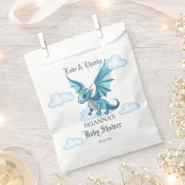 Medieval dragon baby shower favors personalized favor bag (Clipped)