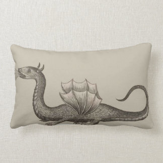 Medieval Dragon Breathing Fire Lumbar Pillow Black