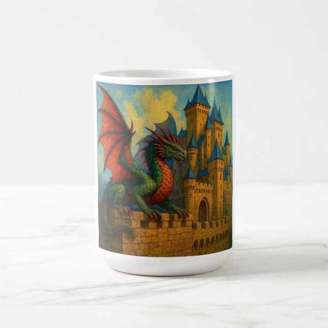 Medieval Dragon Castle Protector Coffee Mug (Center)