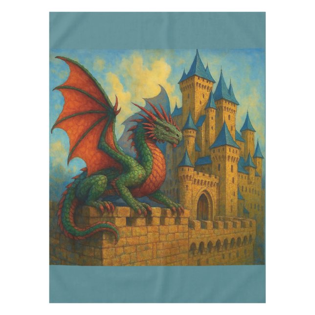 Medieval Dragon Castle Protector Tablecloth (Front)