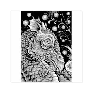 MEDIEVAL DRAGON FANTASY, GOTHIC, PORTRAIT, SCALES RUBBER STAMP