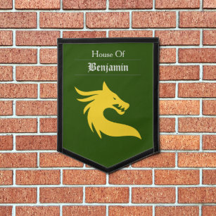 Medieval Dragon Green Pennant Flag