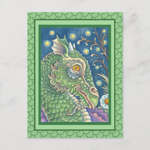 MEDIEVAL DRAGON HEAD PORTRAIT, WHIMSICAL FANTASY POSTCARD