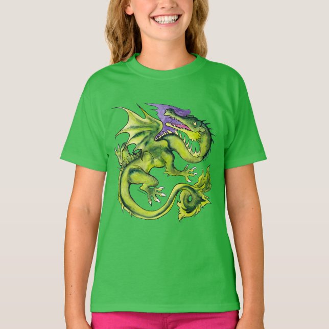 Medieval Dragon Sap Green T-Shirt (Front)