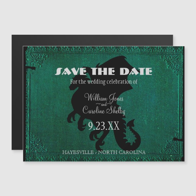 Medieval Dragon Sword Vintage Save the Date Magnetic Invitation (Front/Back)