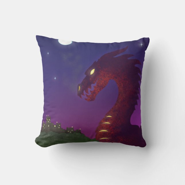 Medieval Dragon Throw Pillow (Front)