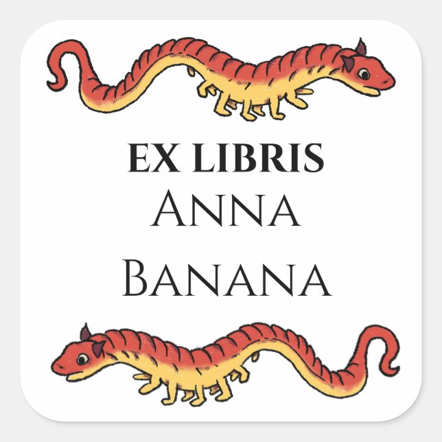 Medieval Dragon Worm Lizard Bookplate (Front)