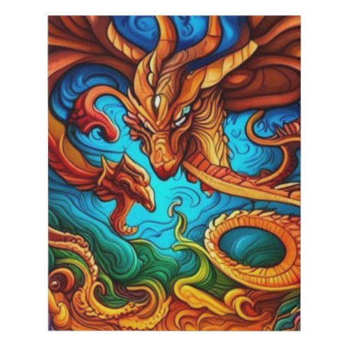 Medieval Dragons Faux Canvas Print