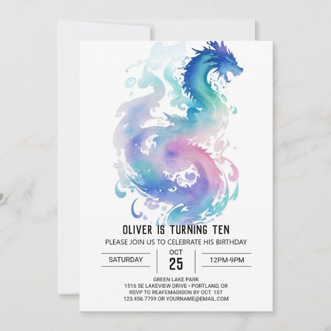 Medieval Dragon's Mythical Birthday Invitation (Front)
