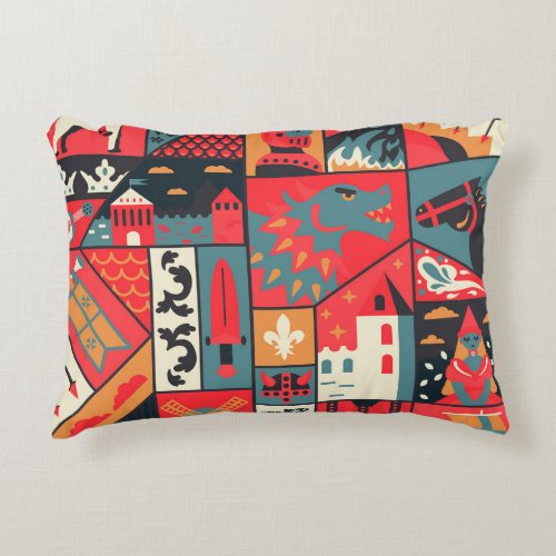Medieval Elegance Seamless Pattern Design Accent Pillow