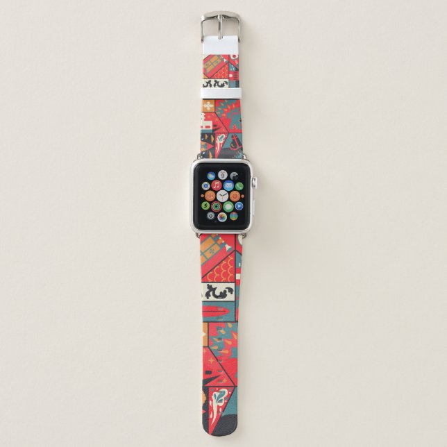 Medieval Elegance: Seamless Pattern Design Apple Watch Band (Front)