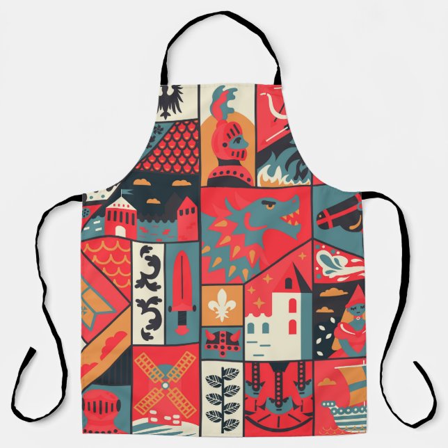 Medieval Elegance: Seamless Pattern Design Apron (Front)