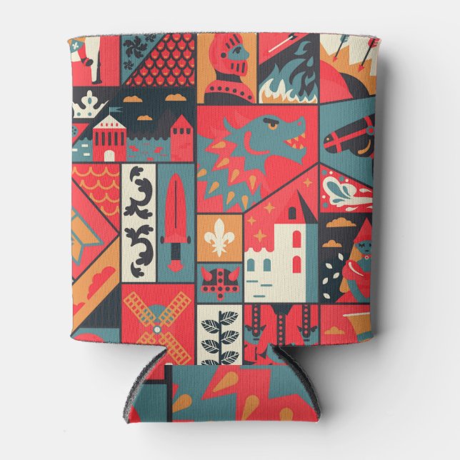 Medieval Elegance: Seamless Pattern Design Can Cooler (Front)