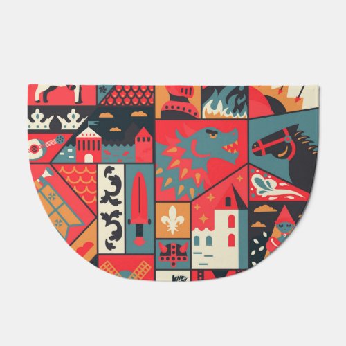 Medieval Elegance Seamless Pattern Design Doormat