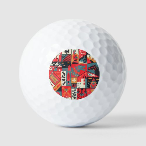Medieval Elegance Seamless Pattern Design Golf Balls