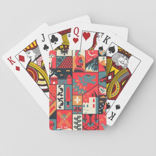 Medieval Elegance Seamless Pattern Design Playing Cards
