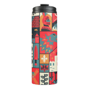 Medieval Elegance: Seamless Pattern Design Thermal Tumbler